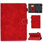 For 7 inch Tablet PC Universal Cowhide Texture Horizontal Flip Leather Case with Holder & Card Slots & Pen Slot(Red)