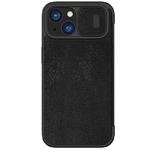 For iPhone 15 NILLKIN QIN Series Pro Sliding Camera Cover Design Leather Phone Case(Black)