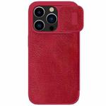 For iPhone 15 Pro NILLKIN QIN Series Pro Sliding Camera Cover Design Leather Phone Case(Red)