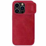 For iPhone 15 Pro Max NILLKIN QIN Series Pro Sliding Camera Cover Design Leather Phone Case(Red)