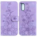 For Sony Xperia 5 V Lily Embossed Leather Phone Case(Purple)