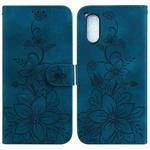 For Sony Xperia 5 V Lily Embossed Leather Phone Case(Dark Blue)