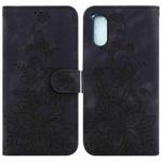 For Sony Xperia 5 V Lily Embossed Leather Phone Case(Black)