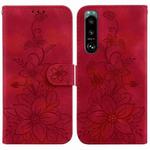 For Sony Xperia 5 III Lily Embossed Leather Phone Case(Red)