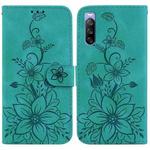 For Sony Xperia 10 III Lily Embossed Leather Phone Case(Green)