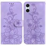 For Sony Xperia 10 VI Lily Embossed Leather Phone Case(Purple)