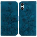 For Sony Xperia 10 VI Lily Embossed Leather Phone Case(Dark Blue)