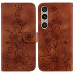 For Sony Xperia 1 VI Lily Embossed Leather Phone Case(Brown)