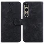 For Sony Xperia 1 VI Lily Embossed Leather Phone Case(Black)