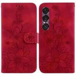 For Sony Xperia 1 VII Lily Embossed Leather Phone Case(Red)