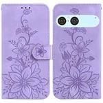 For Sony Xperia 10 VII Lily Embossed Leather Phone Case(Purple)
