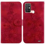 For ZTE Blade A52 Lily Embossed Leather Phone Case(Red)