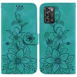 For ZTE Blade A72 / V40 Vita Lily Embossed Leather Phone Case(Green)