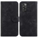 For ZTE Blade A72 / V40 Vita Lily Embossed Leather Phone Case(Black)