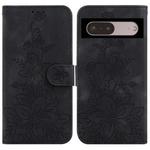 For Google Pixel 7 Lily Embossed Leather Phone Case(Black)