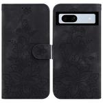 For Google Pixel 7a Lily Embossed Leather Phone Case(Black)