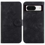 For Google Pixel 8 Lily Embossed Leather Phone Case(Black)