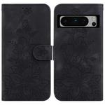 For Google Pixel 8 Pro Lily Embossed Leather Phone Case(Black)