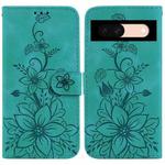 For Google Pixel 8a Lily Embossed Leather Phone Case(Green)