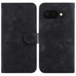 For Google Pixel 9a Lily Embossed Leather Phone Case(Black)