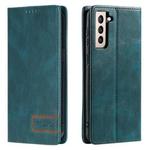 For Samsung Galaxy S21+ 5G TTUDRCH RFID Retro Texture Magnetic Leather Phone Case(Greem)