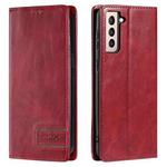 For Samsung Galaxy S21 5G TTUDRCH RFID Retro Texture Magnetic Leather Phone Case(Red)
