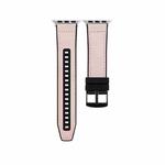 For Apple Watch 8 41mm Hybrid Leather Silicone Watch Band(Pink)