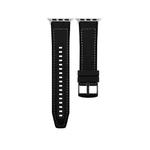 For Apple Watch Series 4 44mm Hybrid Leather Silicone Watch Band(Black)