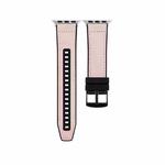 For Apple Watch Series 9 45mm Hybrid Leather Silicone Watch Band(Pink)