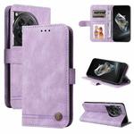For OnePlus 12 Skin Feel Life Tree Metal Button Leather Phone Case(Purple)