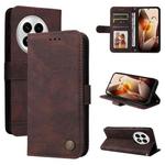 For OnePlus 13 Skin Feel Life Tree Metal Button Leather Phone Case(Brown)