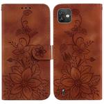 For Wiko Y82 Lily Embossed Leather Phone Case(Brown)