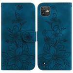 For Wiko Y82 Lily Embossed Leather Phone Case(Dark Blue)