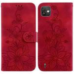 For Wiko Y82 Lily Embossed Leather Phone Case(Red)