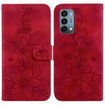 For OnePlus Nord N200 5G Lily Embossed Leather Phone Case(Red)