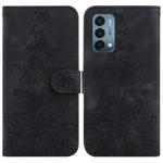 For OnePlus Nord N200 5G Lily Embossed Leather Phone Case(Black)
