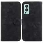 For OnePlus Nord 2 5G Lily Embossed Leather Phone Case(Black)