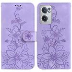 For OnePlus Nord CE 2 5G Lily Embossed Leather Phone Case(Purple)