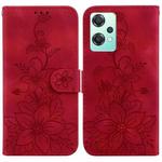 For OnePlus Nord CE 2 Lite 5G Lily Embossed Leather Phone Case(Red)