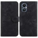 For OnePlus Nord N20 5G Lily Embossed Leather Phone Case(Black)