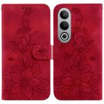 For OnePlus Nord CE4 5G Lily Embossed Leather Phone Case(Red)
