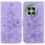 For OnePlus Ace 3 Pro Lily Embossed Leather Phone Case(Purple)