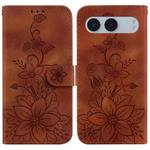 For OnePlus Nord 4 Lily Embossed Leather Phone Case(Brown)