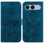 For OnePlus Nord 4 Lily Embossed Leather Phone Case(Dark Blue)