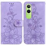 For OnePlus Nord CE4 Lite Lily Embossed Leather Phone Case(Purple)