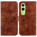 For OnePlus Nord CE4 Lite Lily Embossed Leather Phone Case(Brown)