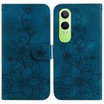 For OnePlus Nord CE4 Lite Lily Embossed Leather Phone Case(Dark Blue)