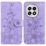 For OnePlus 13 Lily Embossed Leather Phone Case(Purple)