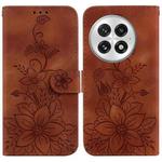 For OnePlus 13 Lily Embossed Leather Phone Case(Brown)