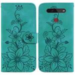 For LG K41S / K51S Lily Embossed Leather Phone Case(Green)